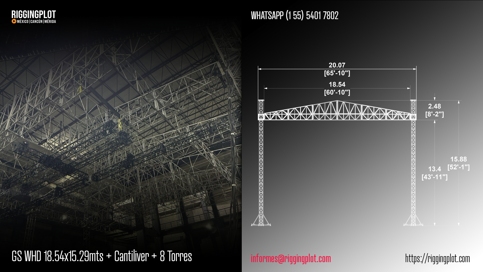 RENTA DE GROUND SUPPORT WHD 18.54X15.30MTS CON CANTILIVER DE 8 TORRES CANCÚN